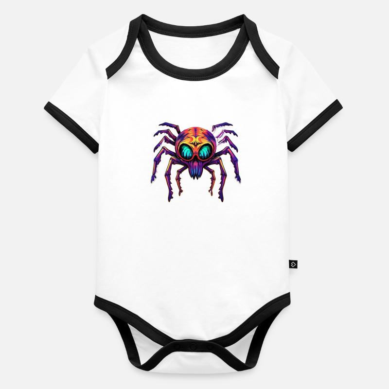 Buntes abstraktes Spinnen Design Spinnentiere Baby Bio-Kurzarm-Kontrastbody