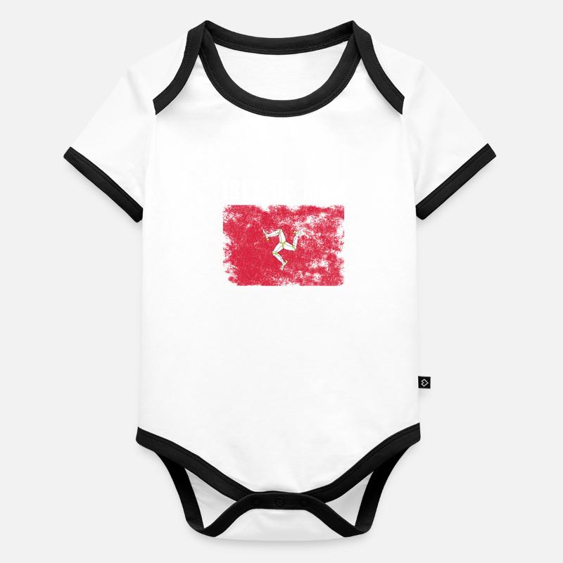 Drapeau de l’île de Man en détresse - Drapeau de Manx Body Bébé bio contrasté manches courtes