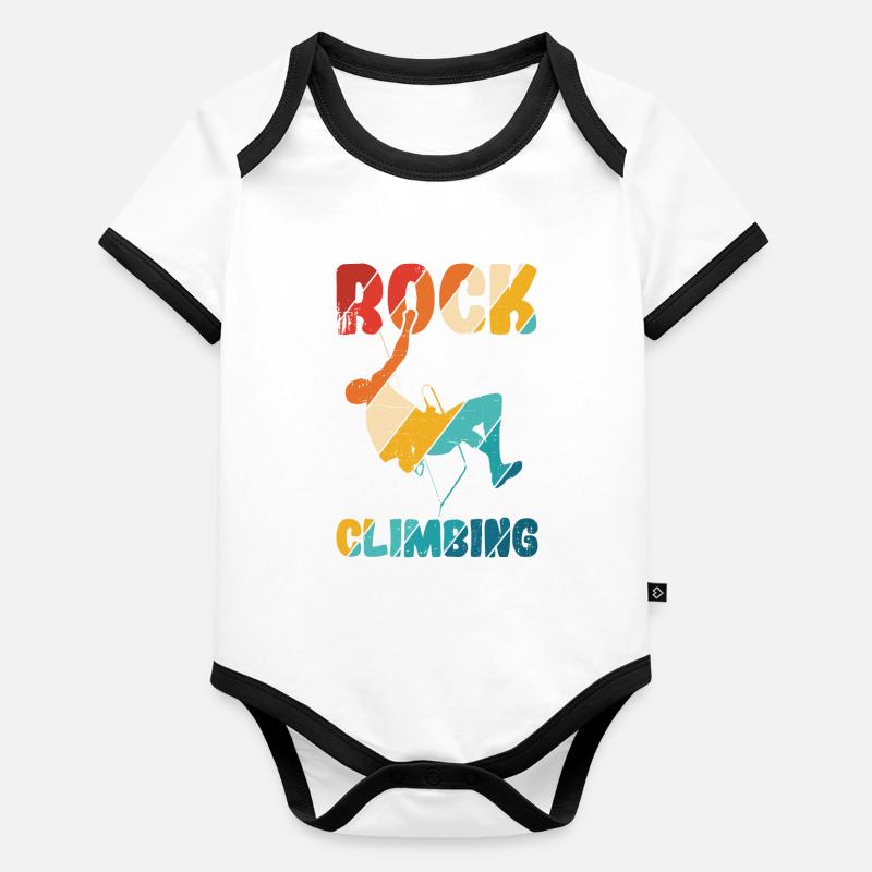 Klettern Bouldern Baby Bio-Kurzarm-Kontrastbody