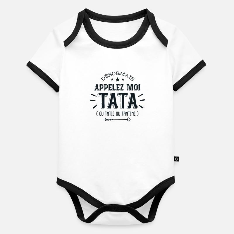 Maintenant Appelez moi Tata Body Bébé bio contrasté manches courtes
