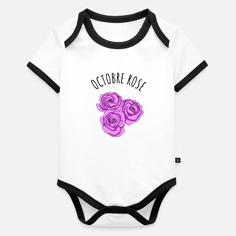 Roses octobre rose Body Bébé bio contrasté manches courtes
