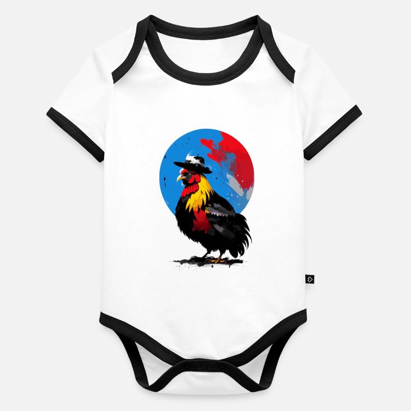 Rooster with hat Organic Baby Contrasting Bodysuit