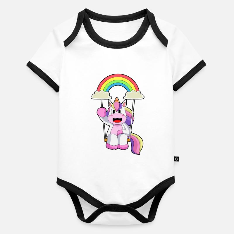 Unicorn Rainbow Clouds Organic Baby Contrasting Bodysuit