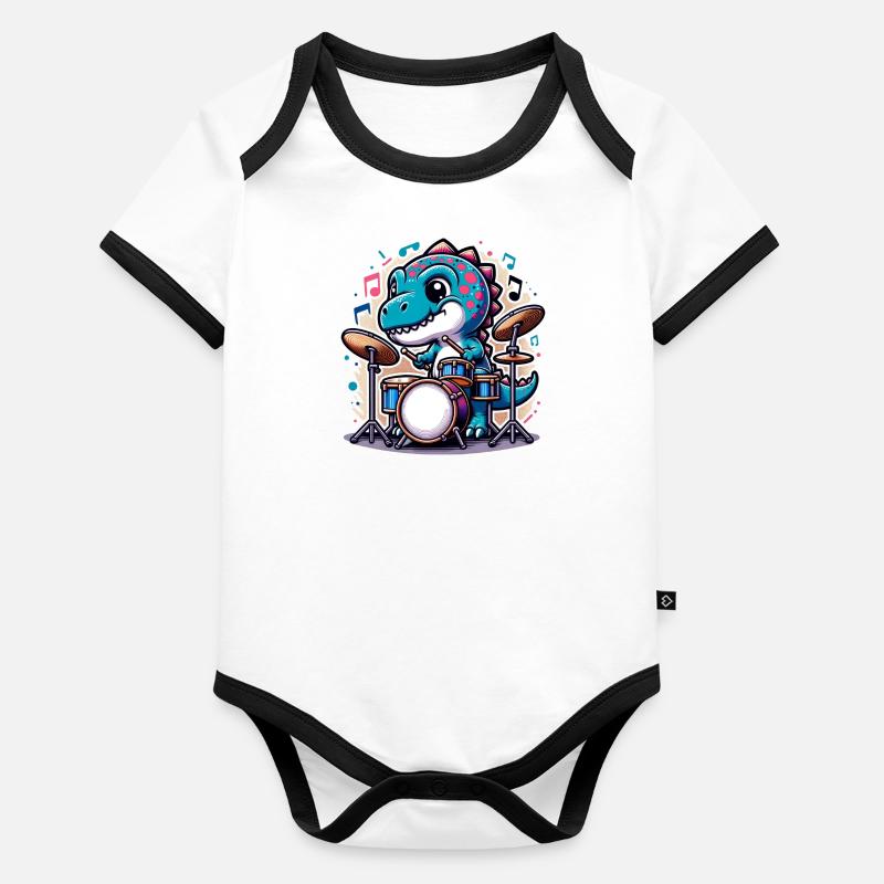 Cool T-Rex Dinosaure Batteur Body Bébé bio contrasté manches courtes
