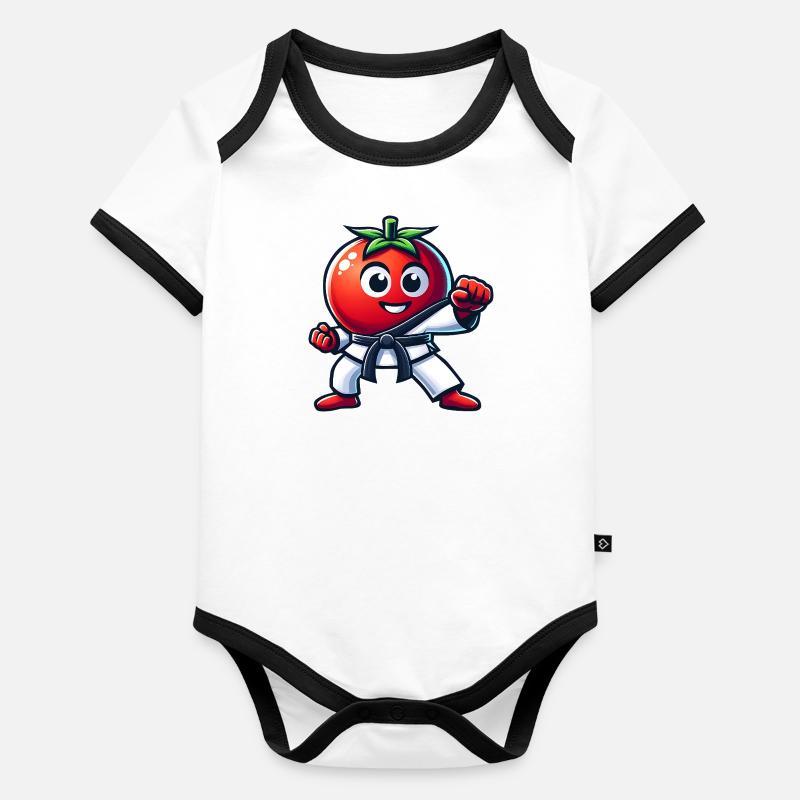 Karate Tomato: Funny Martial Art Organic Baby Contrasting Bodysuit
