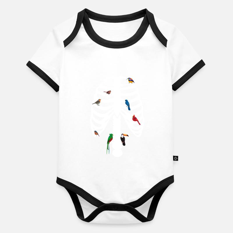 Rib cage Birds Skeleton Organic Baby Contrasting Bodysuit