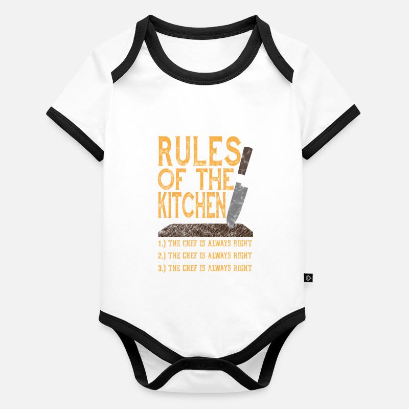 Rules Of The Kitchen Cool Chef Cook Organic Baby Contrasting Bodysuit