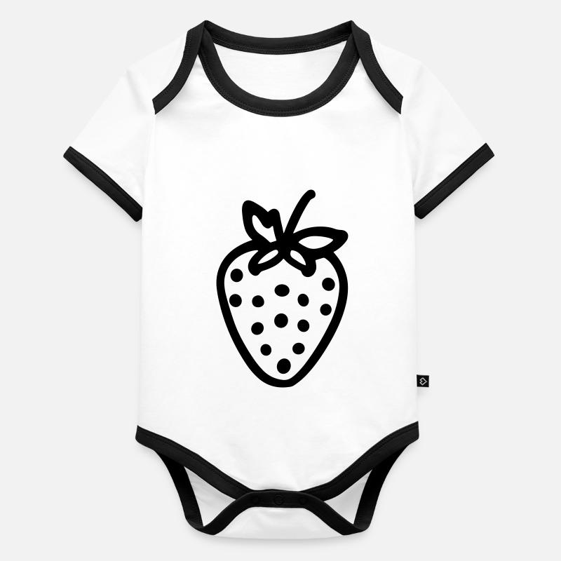fraise Body Bébé bio contrasté manches courtes