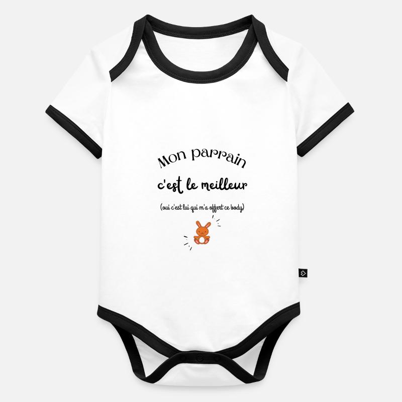 Mon parrain c'est le meilleur ! Idée cadeau Body Bébé bio contrasté manches courtes