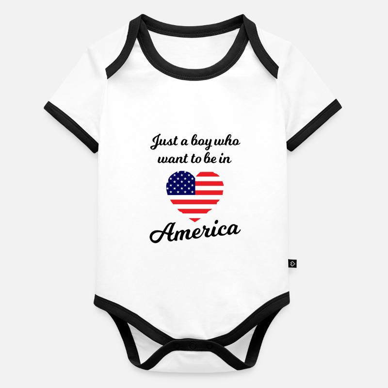 Die Reise nach Amerika Baby Bio-Kurzarm-Kontrastbody