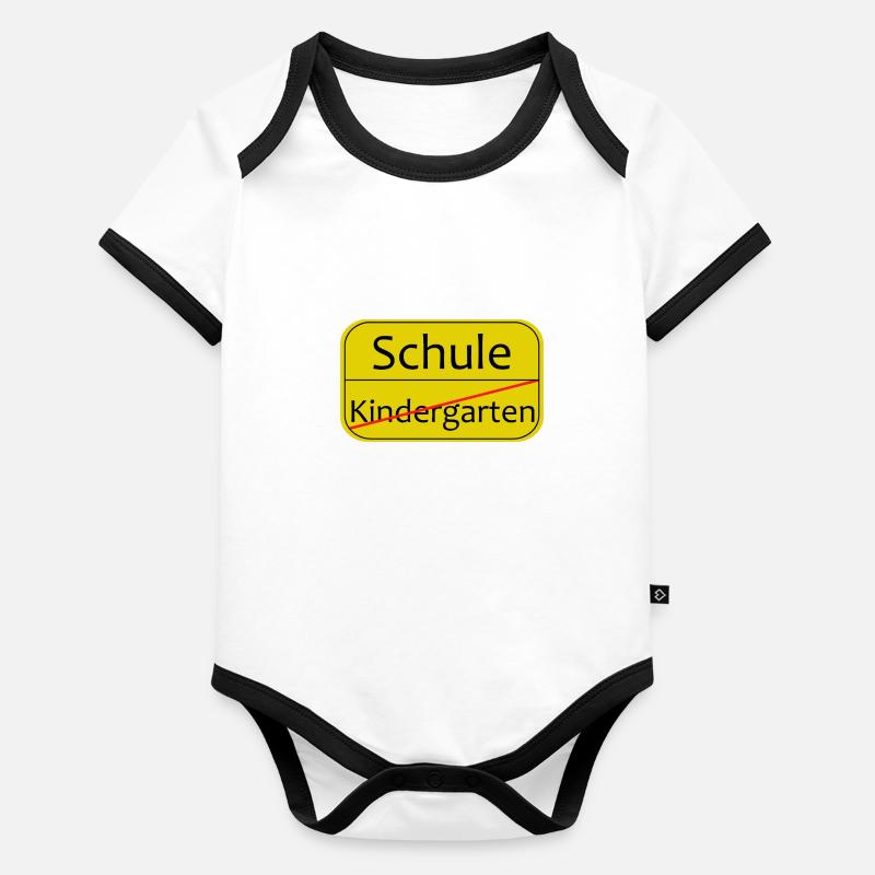 Schule Kindergarten endlich Schüler Baby Bio-Kurzarm-Kontrastbody