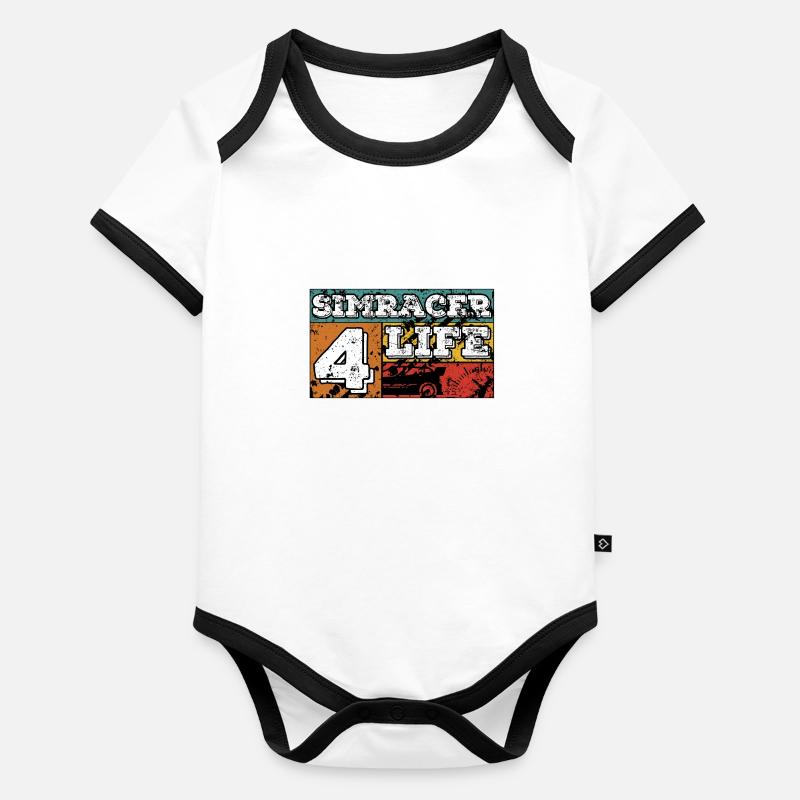 SimRacer 4 Life (weißer Text) Baby Bio-Kurzarm-Kontrastbody
