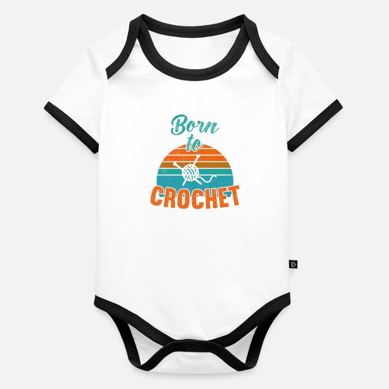 Né à Crochet / Häkeln Body Bébé bio contrasté manches courtes