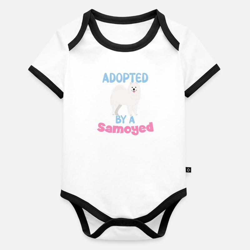 Adopté par un Samoyède Body Bébé bio contrasté manches courtes