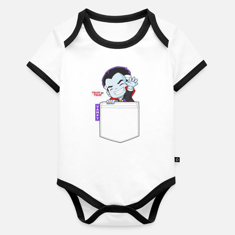 Chemise Pocket Vampire Chibi Body Bébé bio contrasté manches courtes