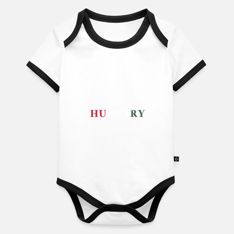 Hungary Gift Idea Hungary Hungarian Flag Organic Baby Contrasting Bodysuit