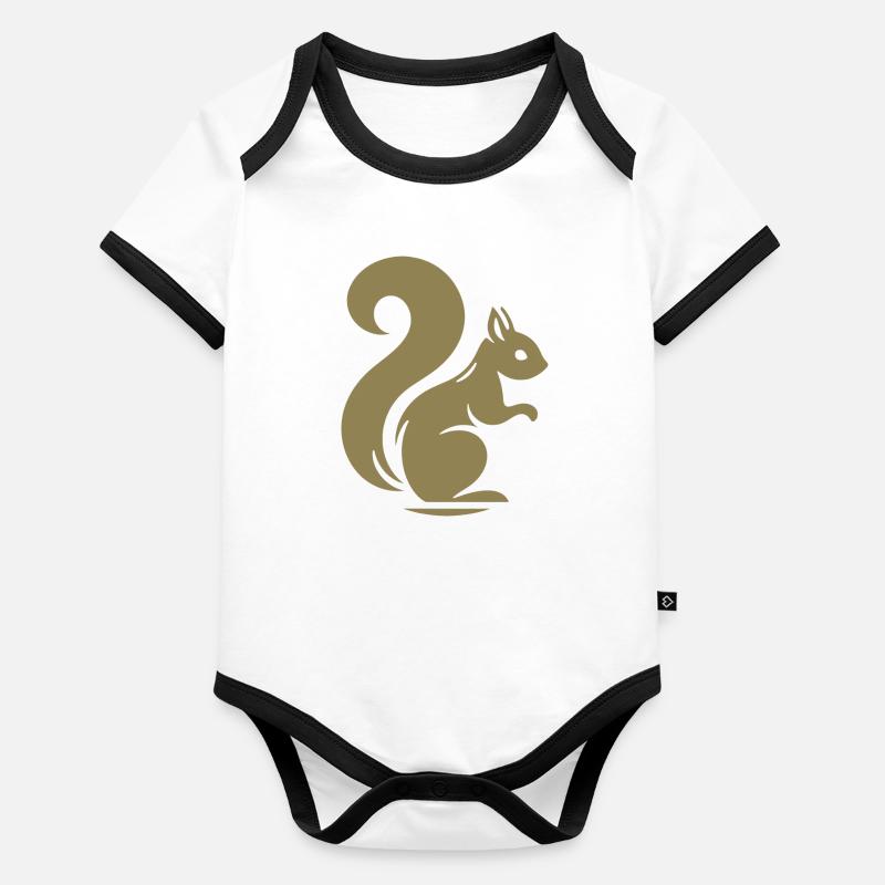 Elegant Squirrel Silhouette: Nature in Organic Baby Contrasting Bodysuit