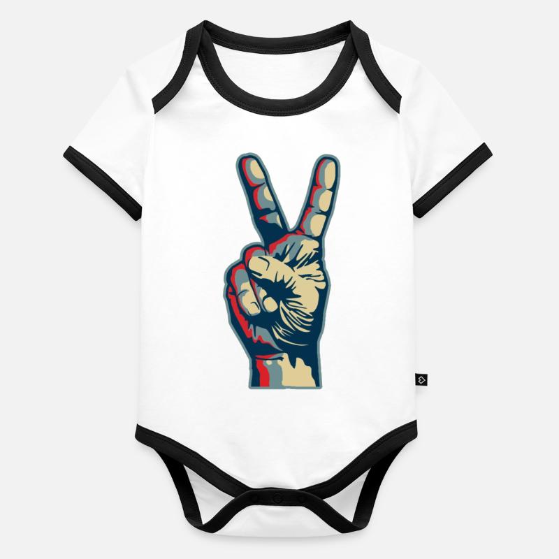 Peace hand Body Bébé bio contrasté manches courtes