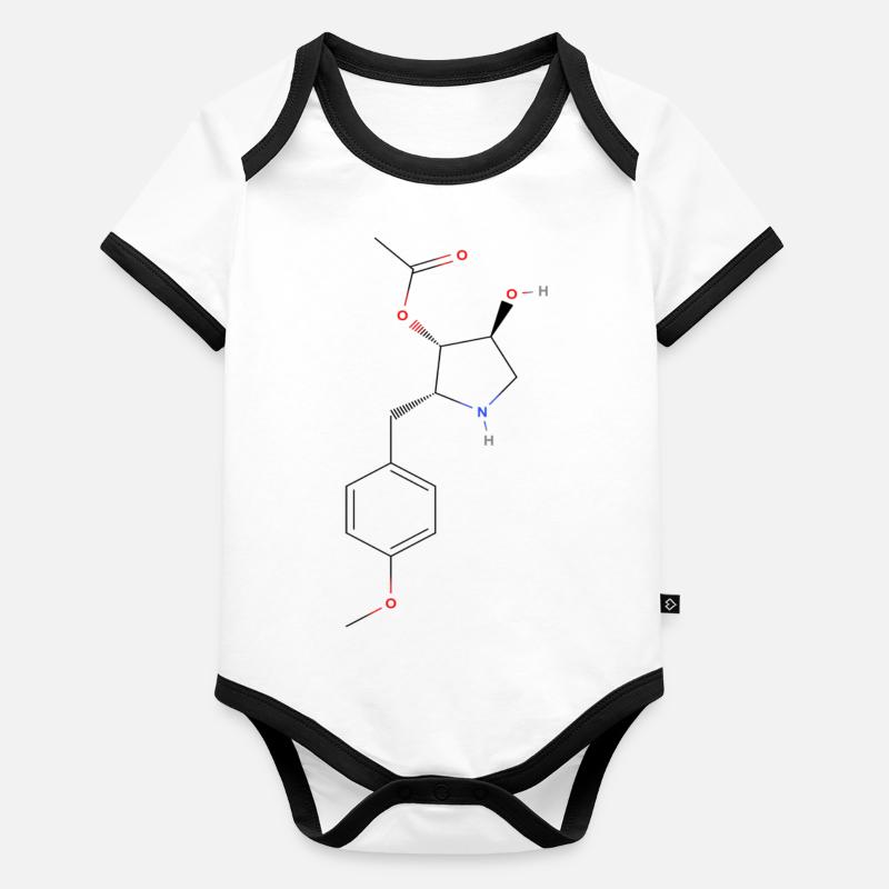 Anisomycin Molekül - Farbige Strukturformel Baby Bio-Kurzarm-Kontrastbody
