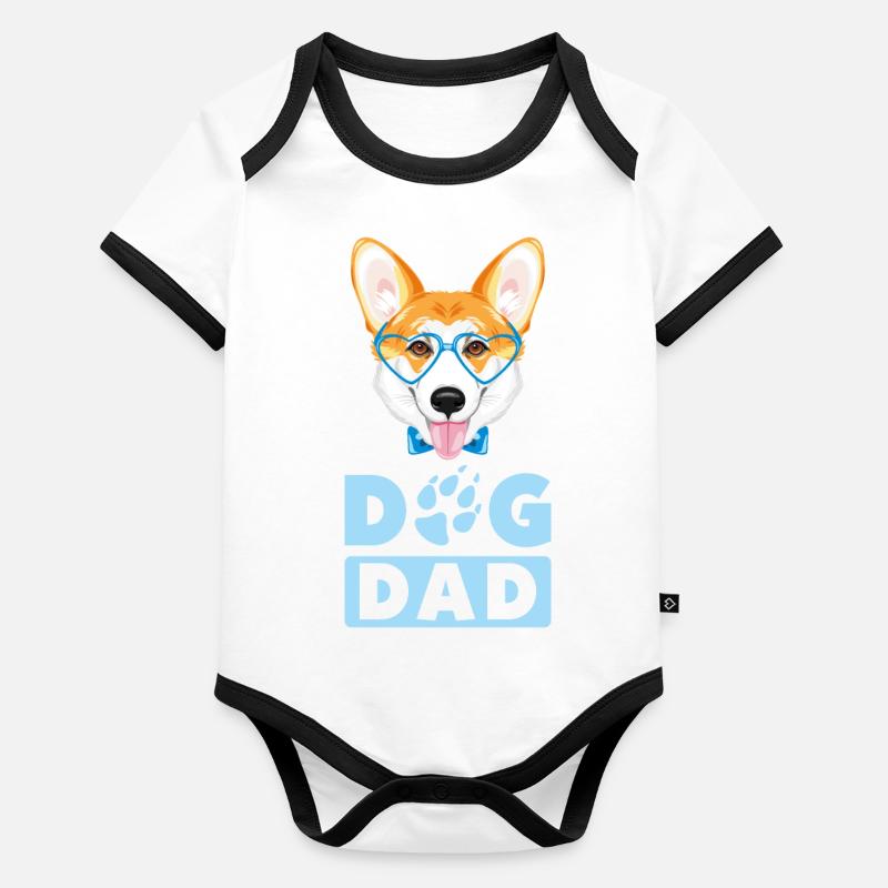 Walisischer Corgi Hund Vater Baby Bio-Kurzarm-Kontrastbody