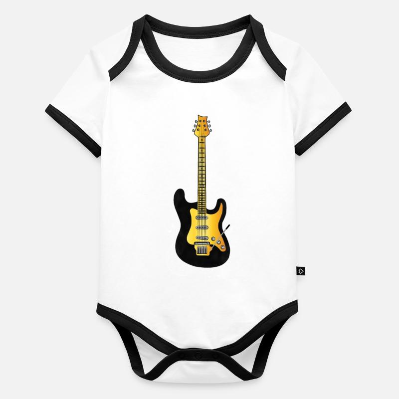 univers de guitare Body Bébé bio contrasté manches courtes