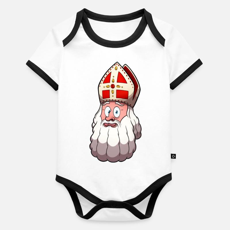 Visage de Saint Nicolas Body Bébé bio contrasté manches courtes