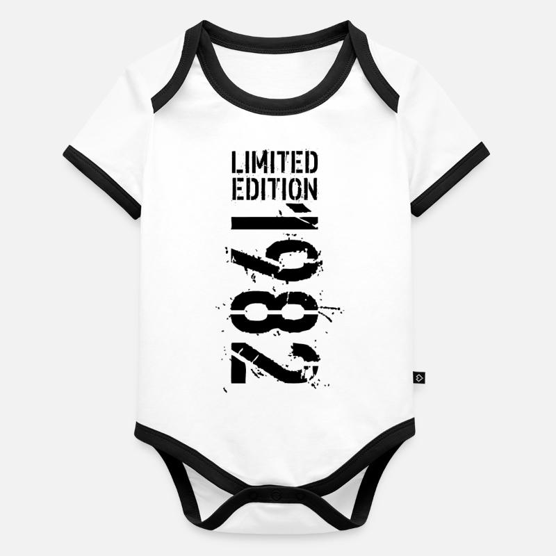 LIMITED EDITION 1982 SCHWARZ Baby Bio-Kurzarm-Kontrastbody