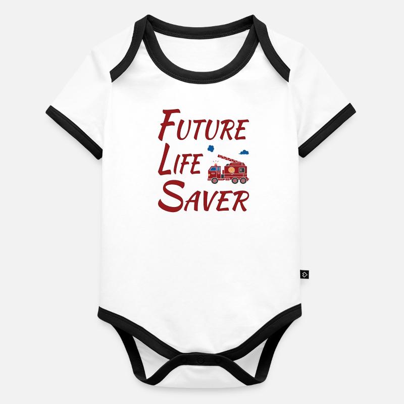Future Life Saver mit Feuerwehrauto Baby Bio-Kurzarm-Kontrastbody