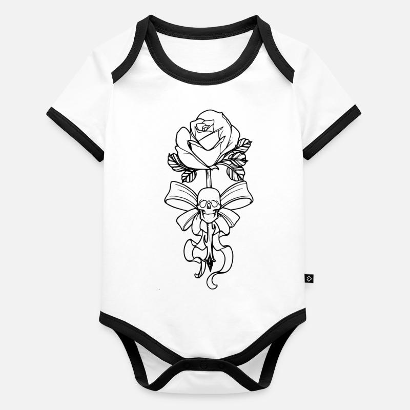 tete de mort Body Bébé bio contrasté manches courtes