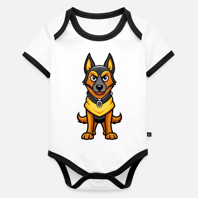 Intensiver belgischer Malinois-Blick - Grafik Baby Bio-Kurzarm-Kontrastbody