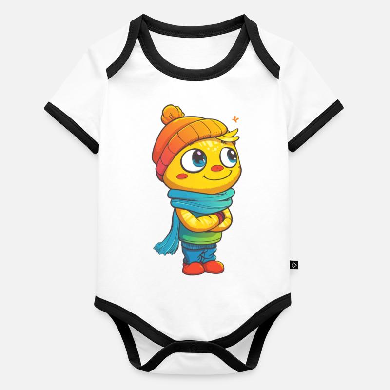 Magie de l’orange d’hiver Body Bébé bio contrasté manches courtes