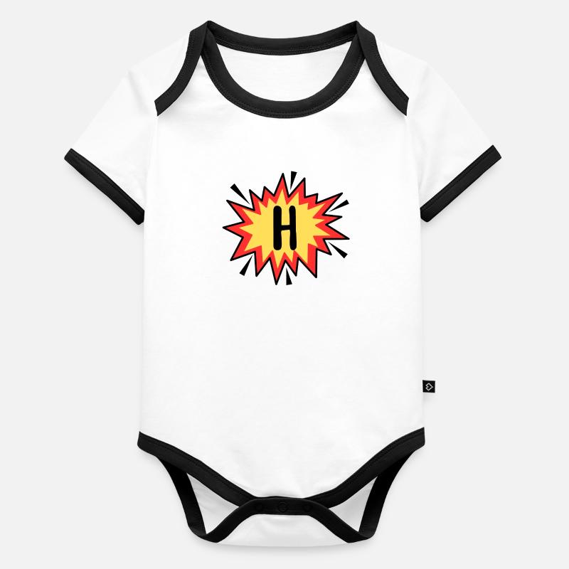 Lettre H Body Bébé bio contrasté manches courtes