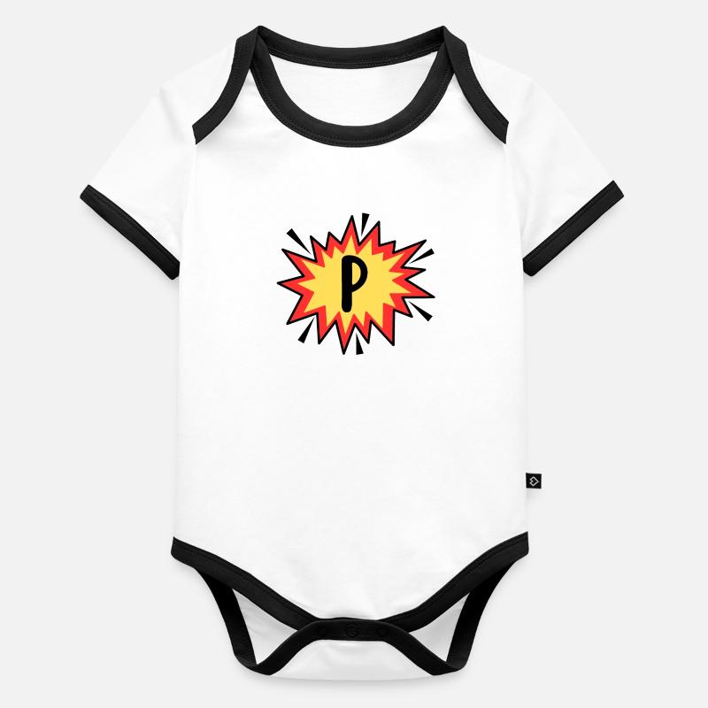 Lettre P Body Bébé bio contrasté manches courtes