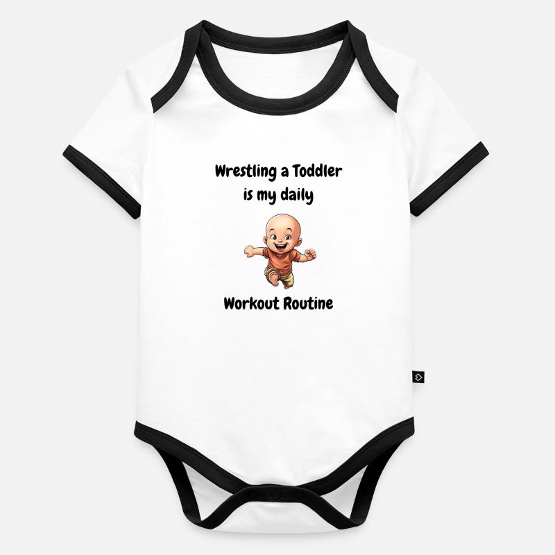 Lutter contre un tout-petit est ma routine d’entraînement quotidienne. Body Bébé bio contrasté manches courtes