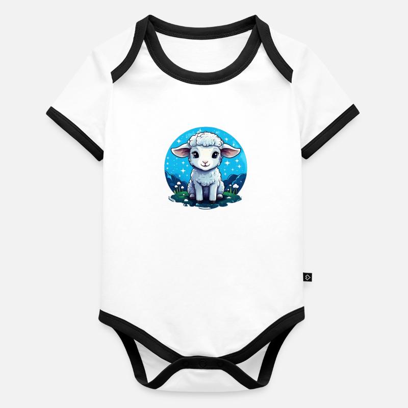Baby Schaf Baby Bio-Kurzarm-Kontrastbody