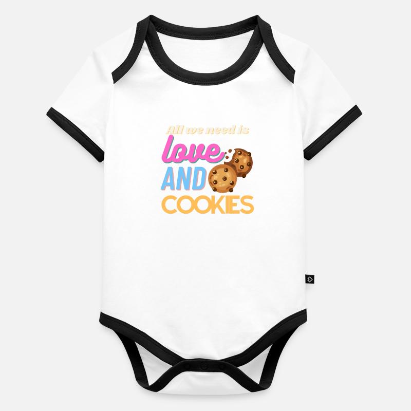 Tout ce dont nous avons besoin, c’est d’amour et de biscuits Body Bébé bio contrasté manches courtes