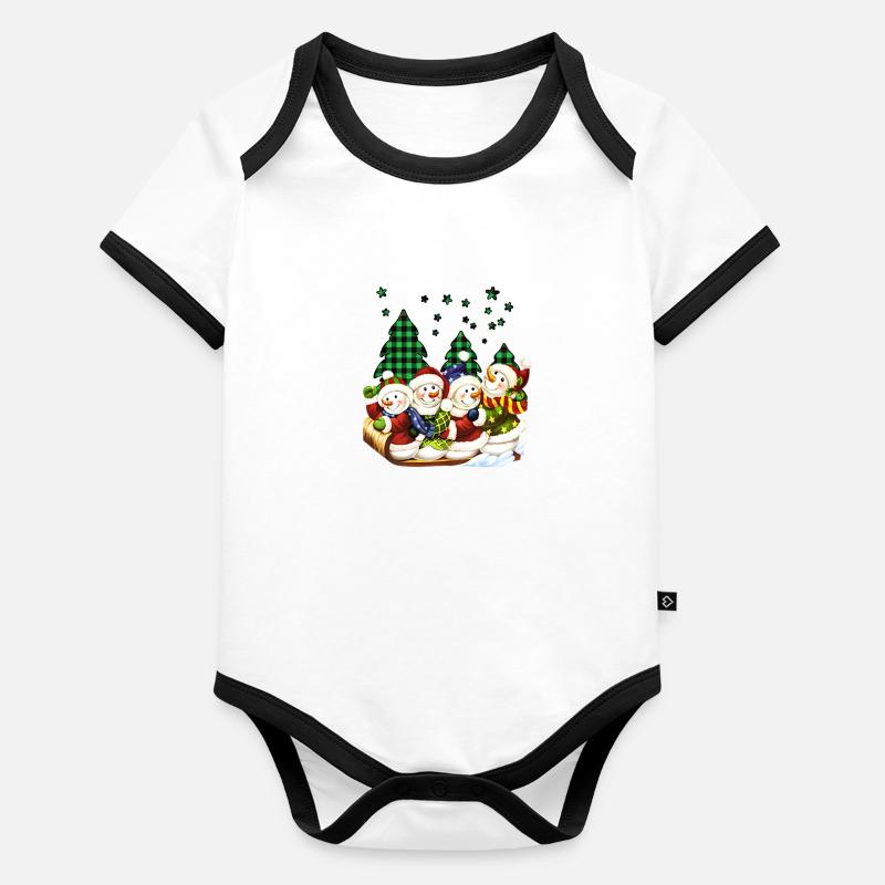 snowman Organic Baby Contrasting Bodysuit