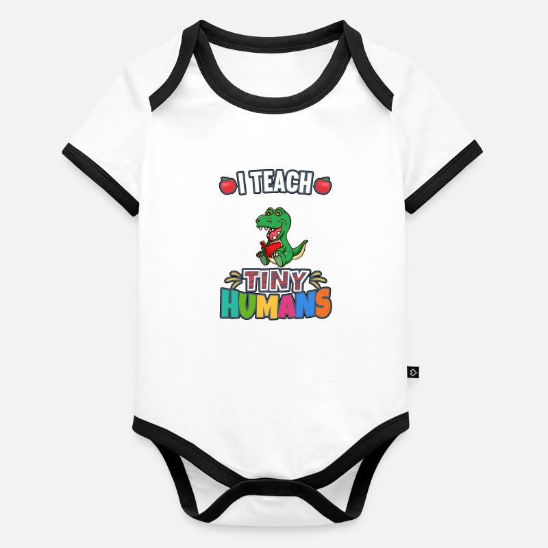 I Teach Tiny Humans Elementary School Teacher Organic Baby Contrasting Bodysuit