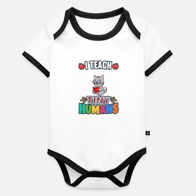 I Teach Tiny Humans Elementary School Teacher Organic Baby Contrasting Bodysuit