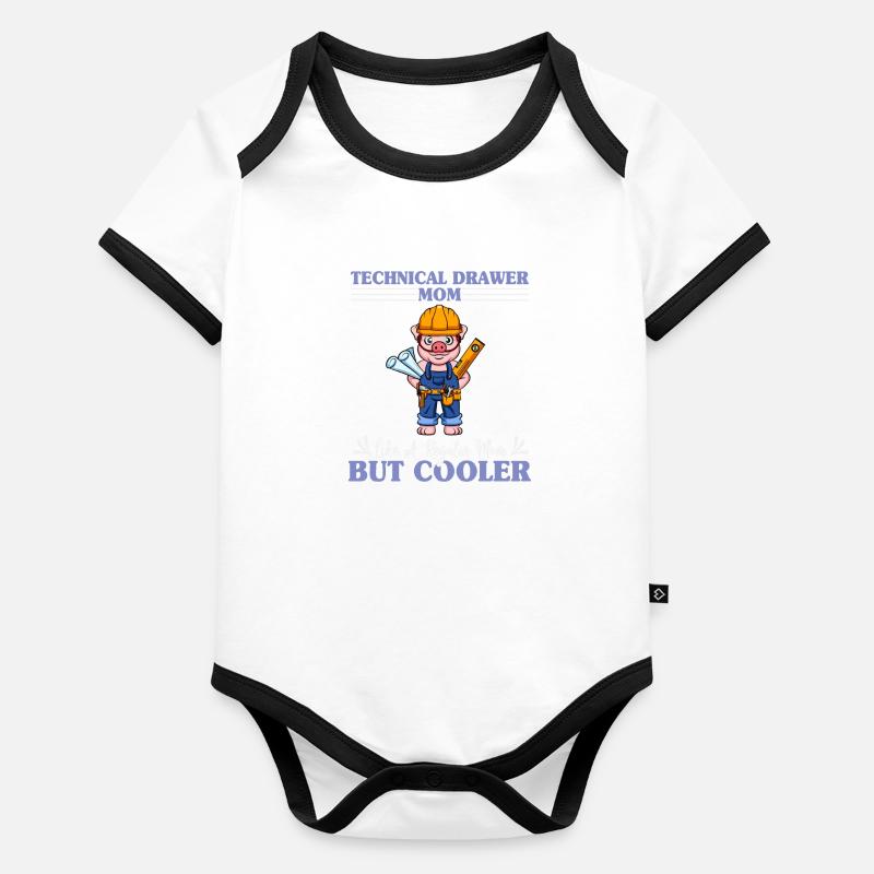 Dessinateur technique Maman comme une maman régulière mais plus cool Body Bébé bio contrasté manches courtes