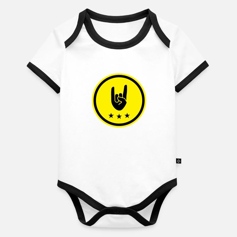 Symbole de la main de fête Body Bébé bio contrasté manches courtes