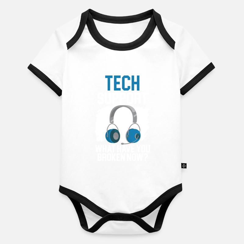If all else fails Reboot Tech Support Organic Baby Contrasting Bodysuit