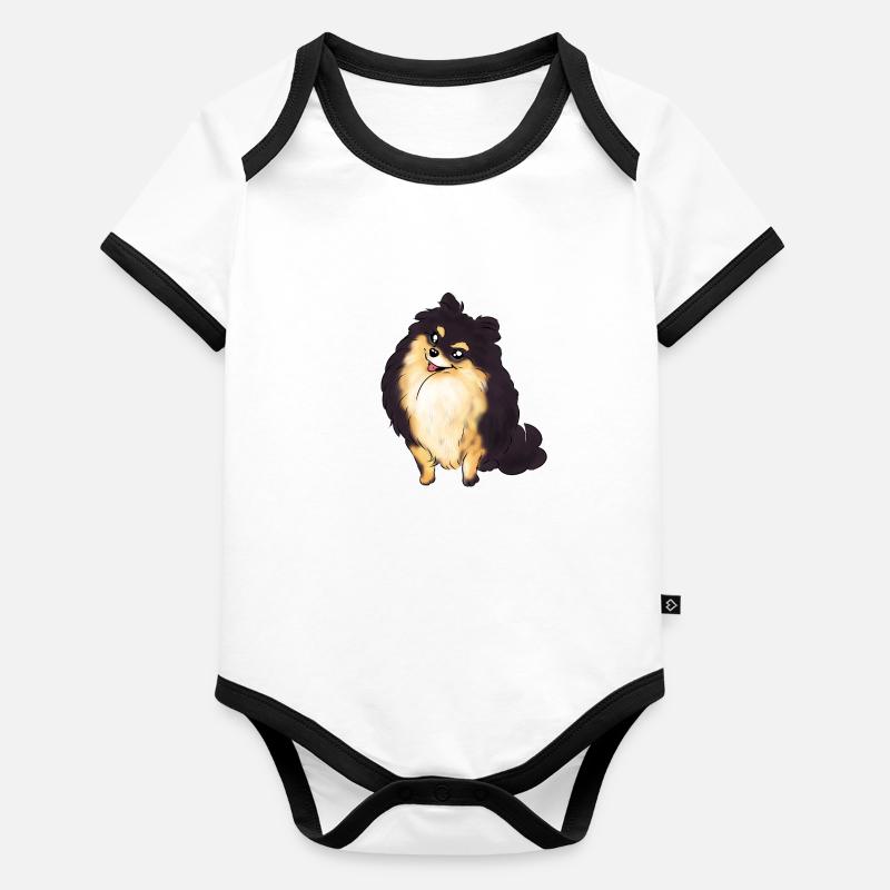 Black Tan Pom Baby Bio-Kurzarm-Kontrastbody