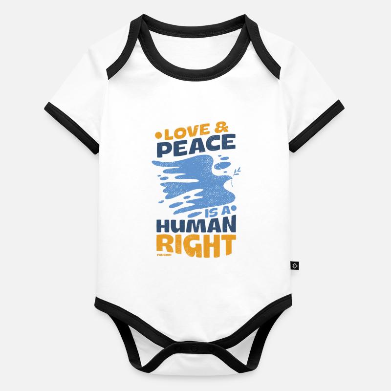 Human Rights Peace Organic Baby Contrasting Bodysuit