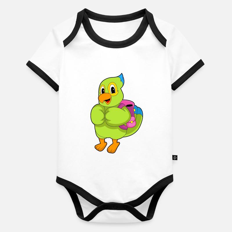 Parrot Student Backpack School Body Bébé bio contrasté manches courtes