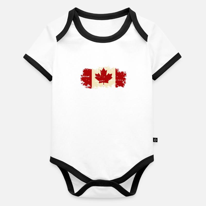Canada Drapeau canadien, Arrière-plan Célébration Art Body Bébé bio contrasté manches courtes