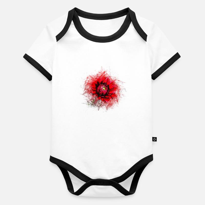 Rote Blume Baby Bio-Kurzarm-Kontrastbody