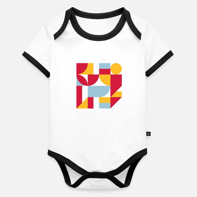 Colorful abstract geometric bauhaus background Body Bébé bio contrasté manches courtes