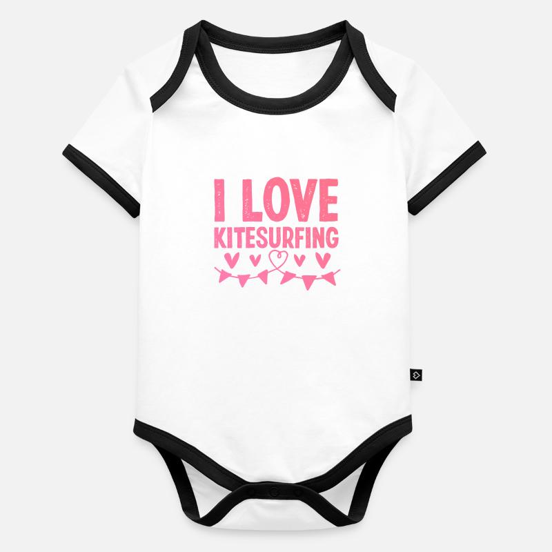 J’adore le kitesurf Body Bébé bio contrasté manches courtes