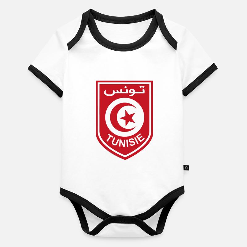 Drapeau tunisien Body Bébé bio contrasté manches courtes